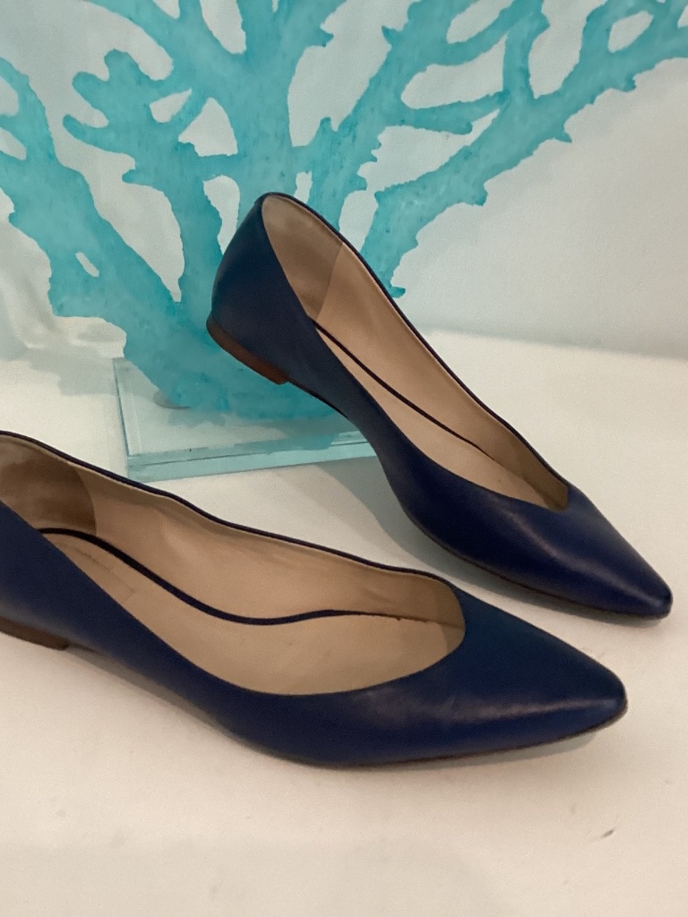 Chloé Leather Pointed Toe Slip-On Ballet Navy Color Flats Shoes EU 37